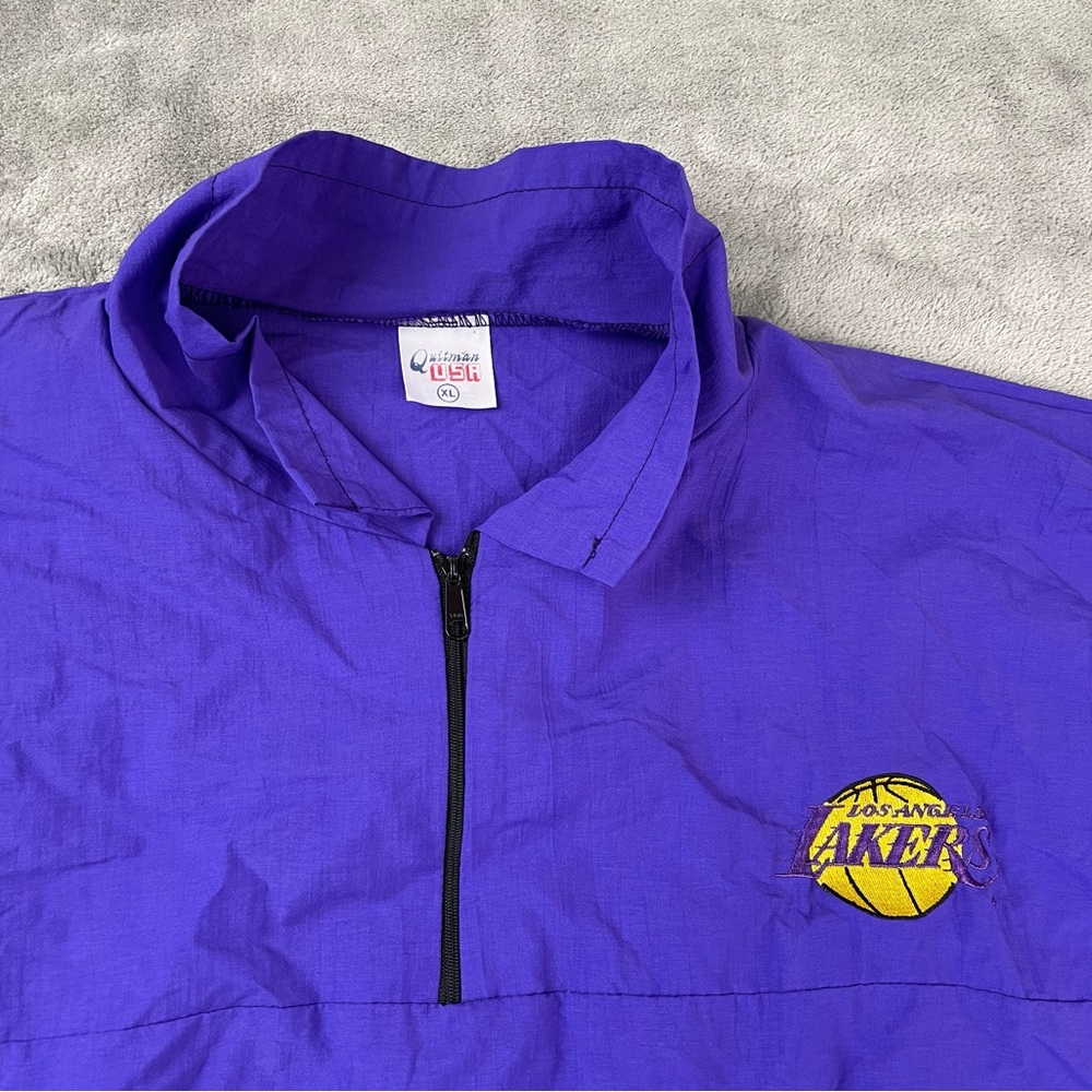 Vtg LA Los Angeles Lakers Purple XL Pullover Lightweight Windbreaker Nylon USA